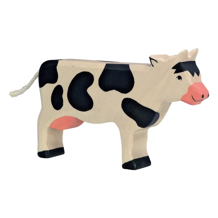 Holztiger Figurine en bois vache debout | Noir