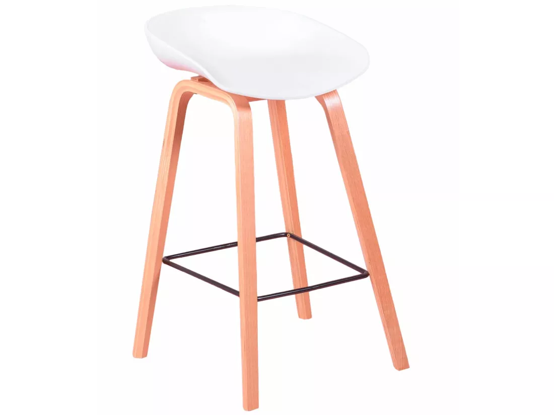 Tabouret nordique pieds en bois de hêtre (63cm) - Daxer - Blanc