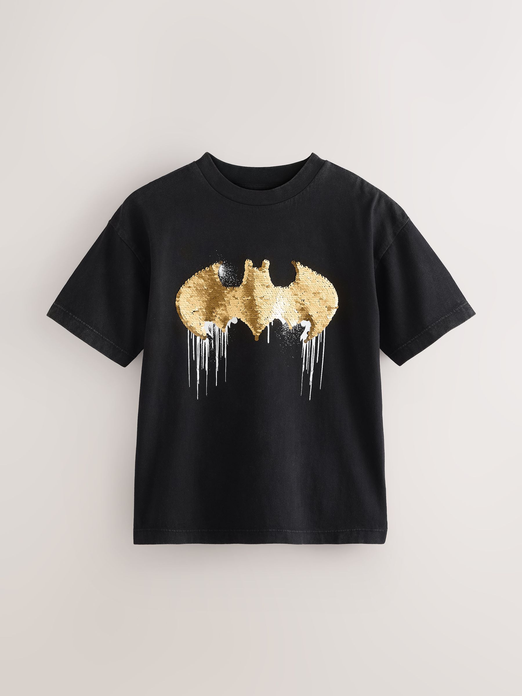 Zwart - Flip Sequin Batman T-shirt (3-15jr)