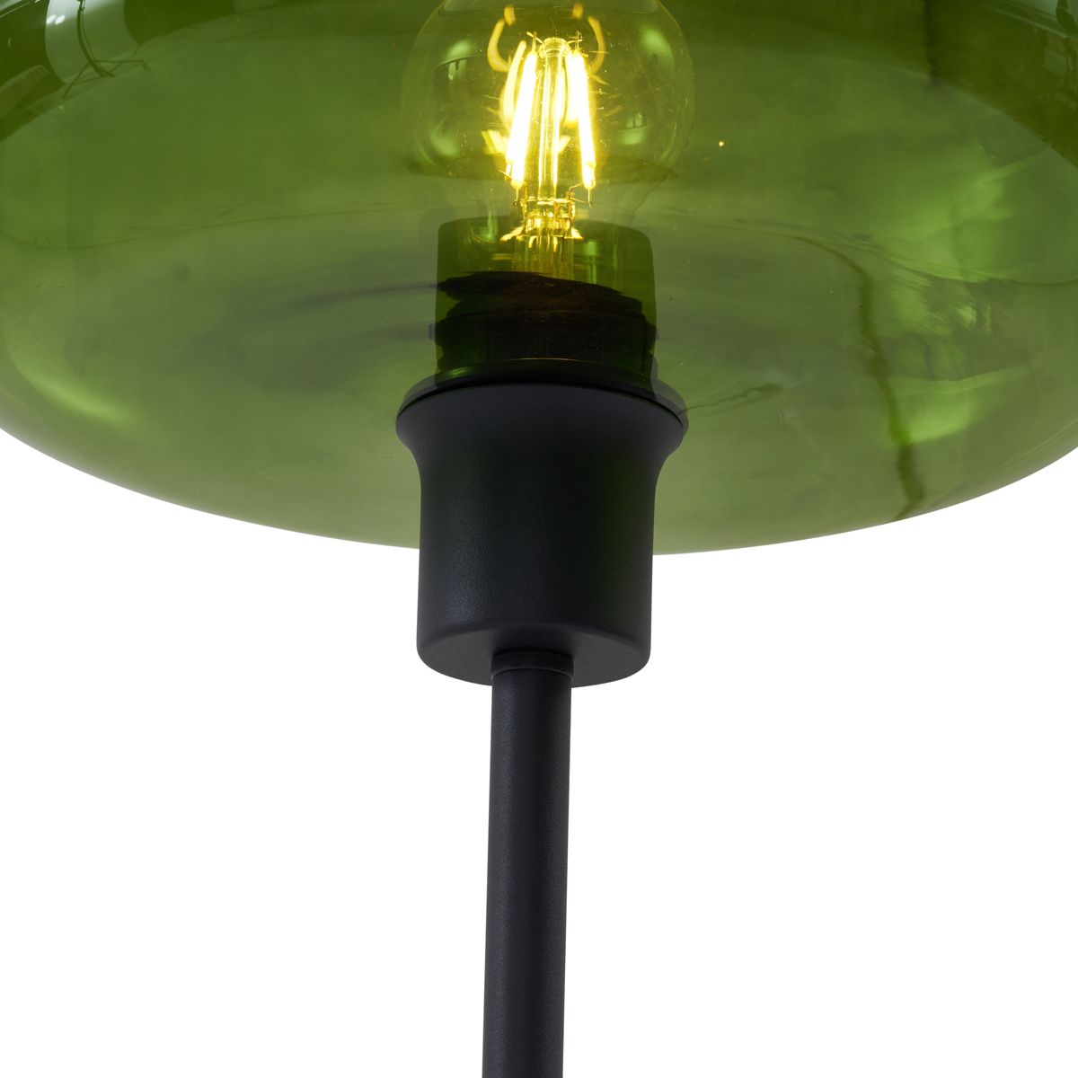 Retro tafellamp zwart met groen glas - Bizle