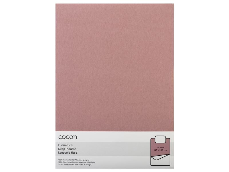 COCON Fixleintuch 140-160 x 200 cm, Mauve Spannbettlaken aus reiner Baumwolle