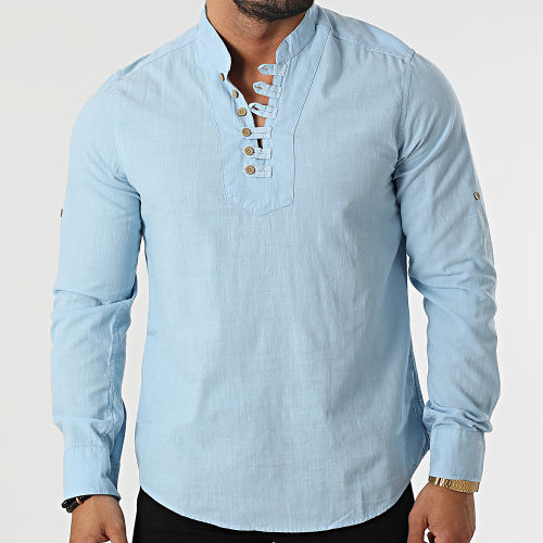 Chemise A Manches Longues JCH-806 Bleu Clair