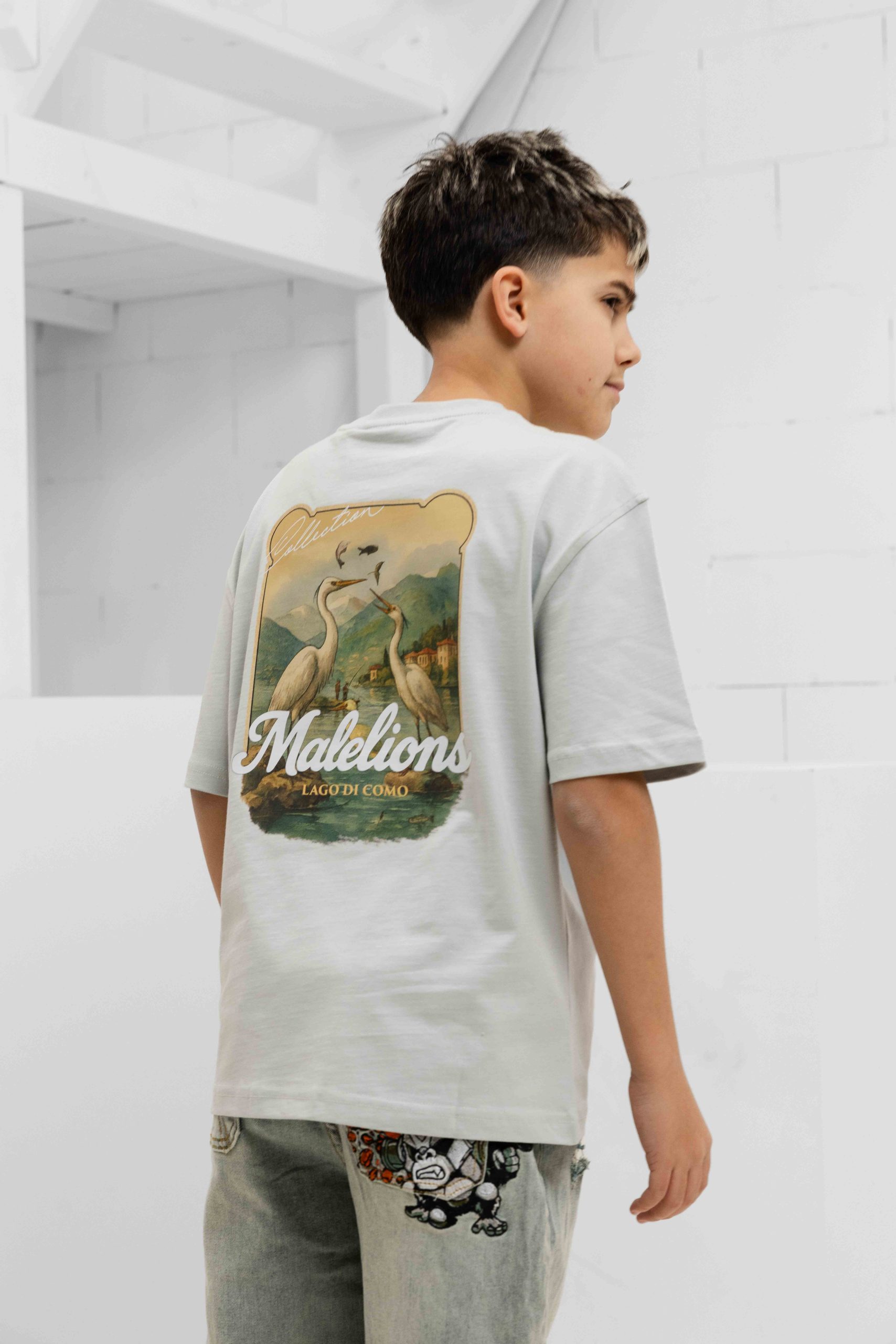 Malelions Heron T-Shirt Kids Lichtgrijs