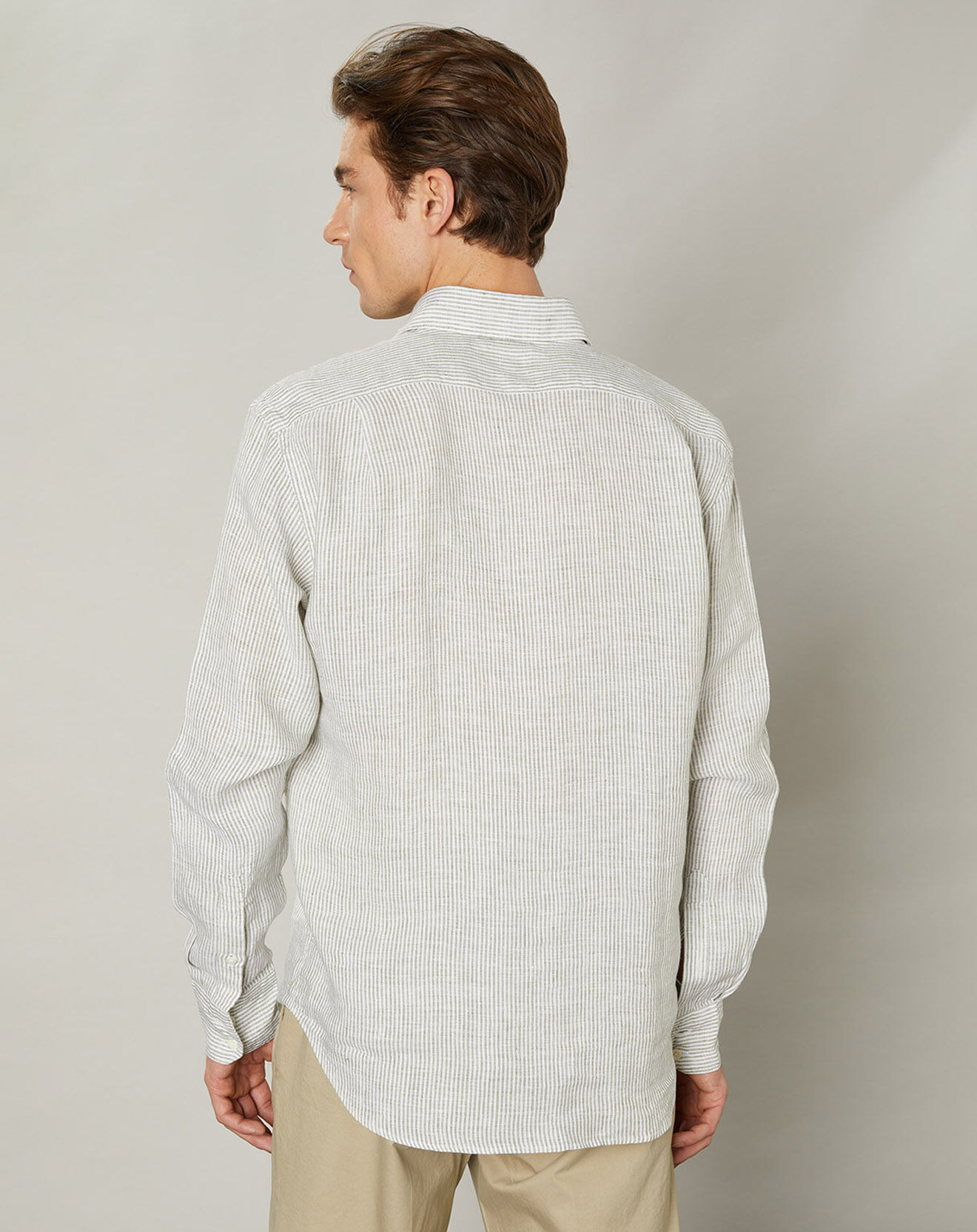 Hartford Chemise regular 100% Lin Paul army