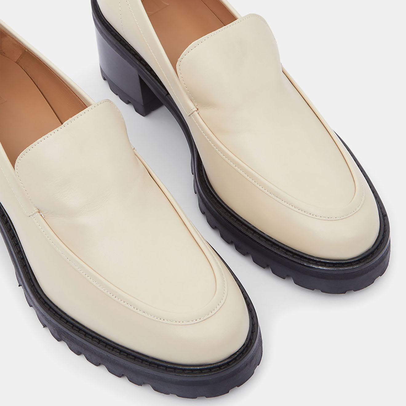 Flattered Mocassins en Cuir Chunky écrus - Talon 7 cm