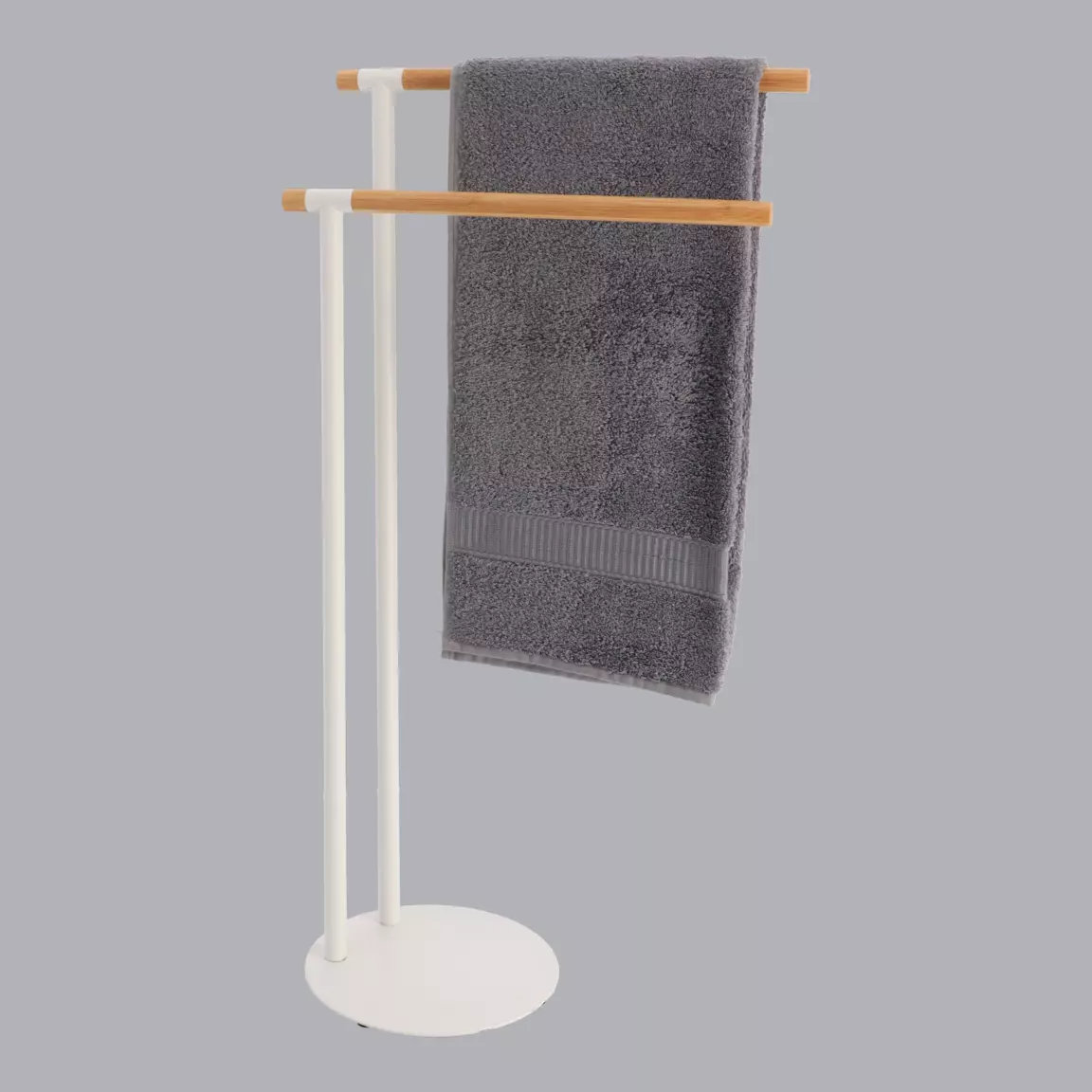 Porte serviette 2 barres (H77 cm) Bambou Blanc