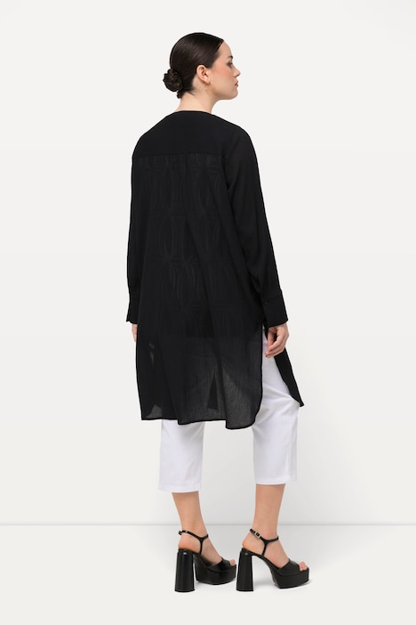 Longbluse, Struktur, A-Linie, Tunika-Ausschnitt, Langarm