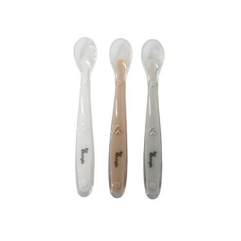 Lot de 3 cuillères douces pour bébé - Gris - blanc - terracotta - BOJUNGLE