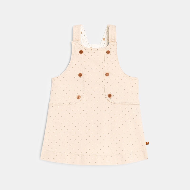 Robe salopette denim à pois blanche bébé fille Blanc