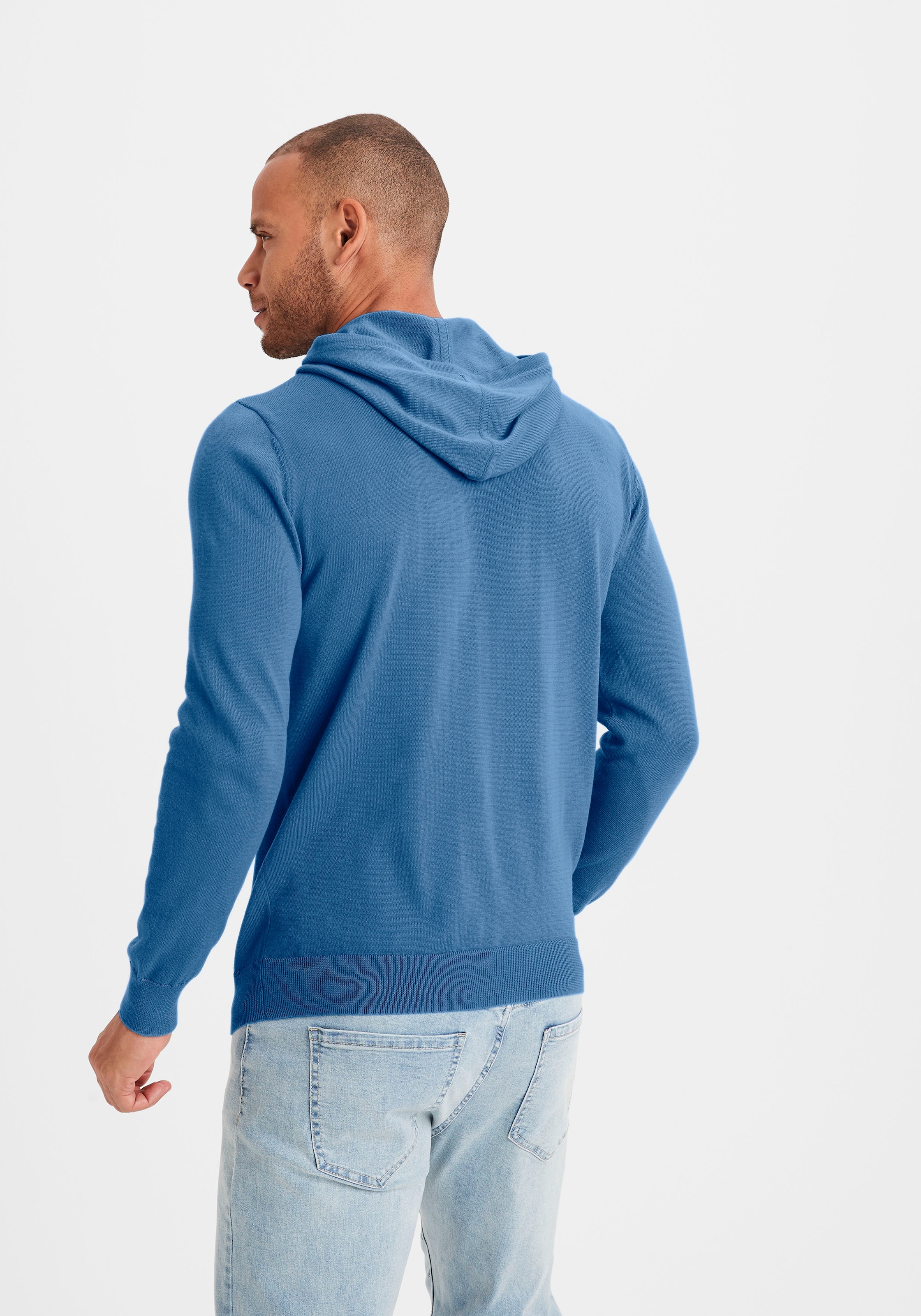 H.I.S Hoodie », Strickpullover mit Kapuze«, Feinstrick aus pflegeleichter Baumwollmischung