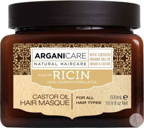 Arganicare Masque Renforçateur À L'Huile De Ricin Tous Types De Cheveux Pot 500ml