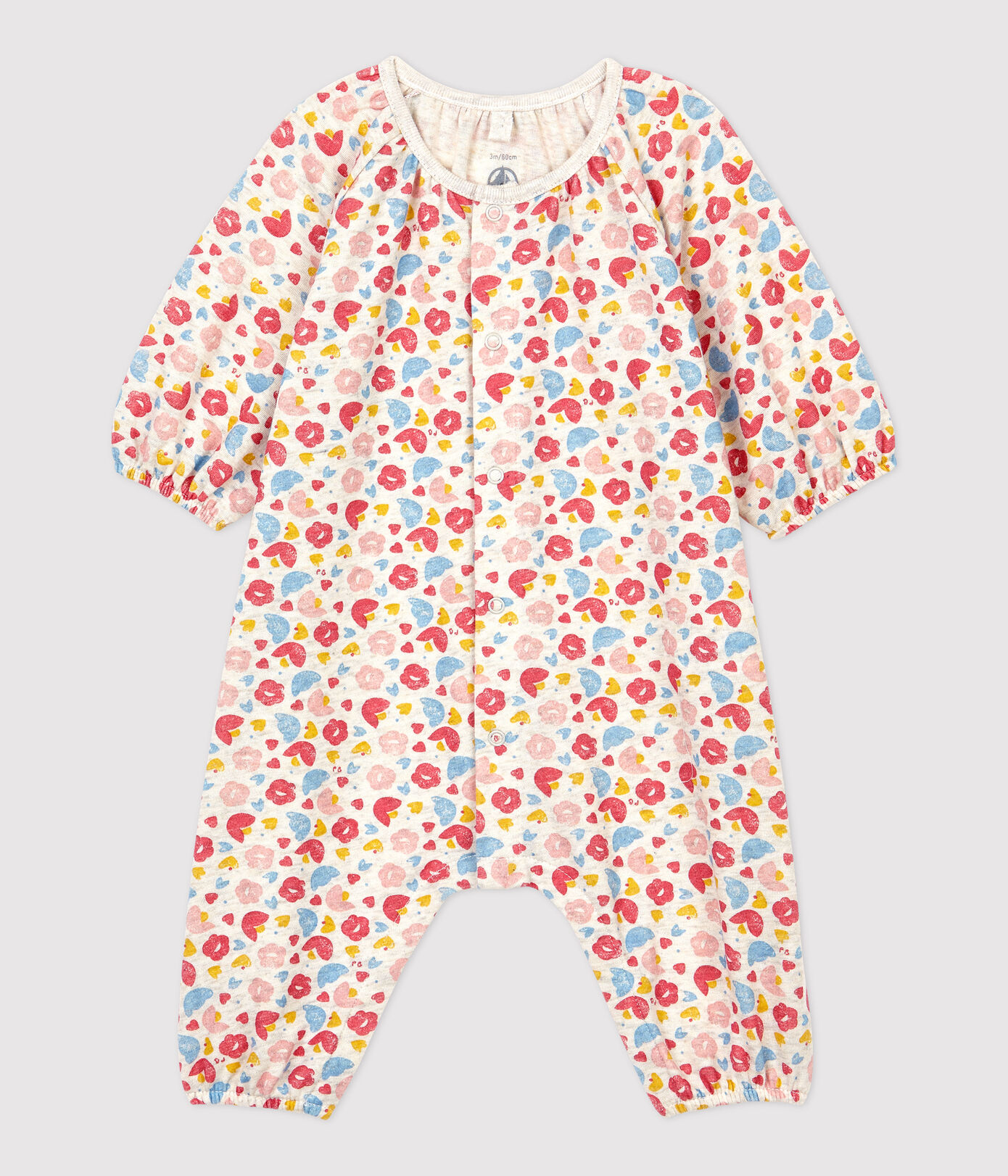 Combinaison longue imprimé fleurs bébé en laine et coton biologique