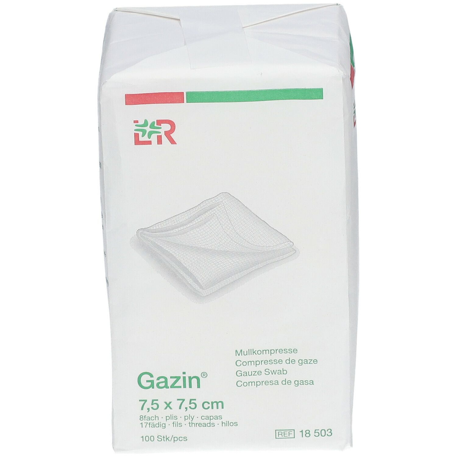 Gazin® Mullkompresse 7,5 cm x 7,5 cm unsteril 8 lagig