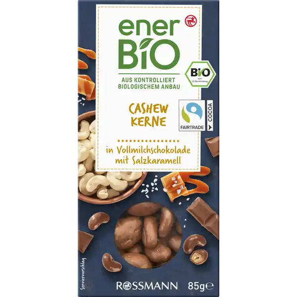 Cashew Kerne in Vollmilchschokolade mit Salzkaramell