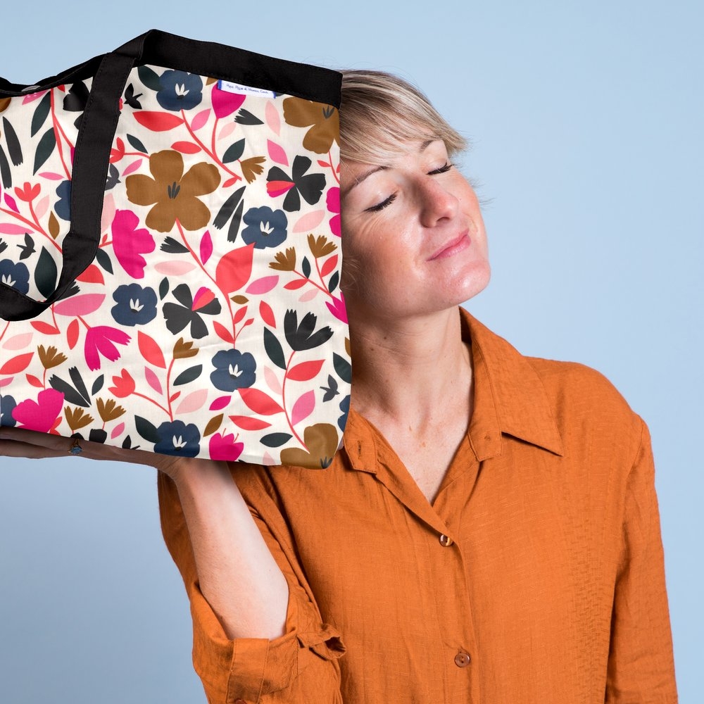 Sac Cabas Taille Moyenne Plissé Champ Floral