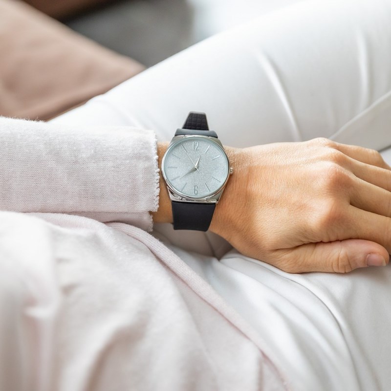 Coffret montre Femme M. JOHN bracelet Silicone Noir