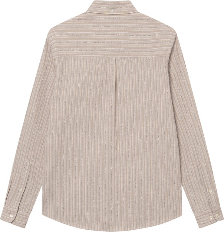 Forét CAMP LINEN SHIRT Khaki stripe
