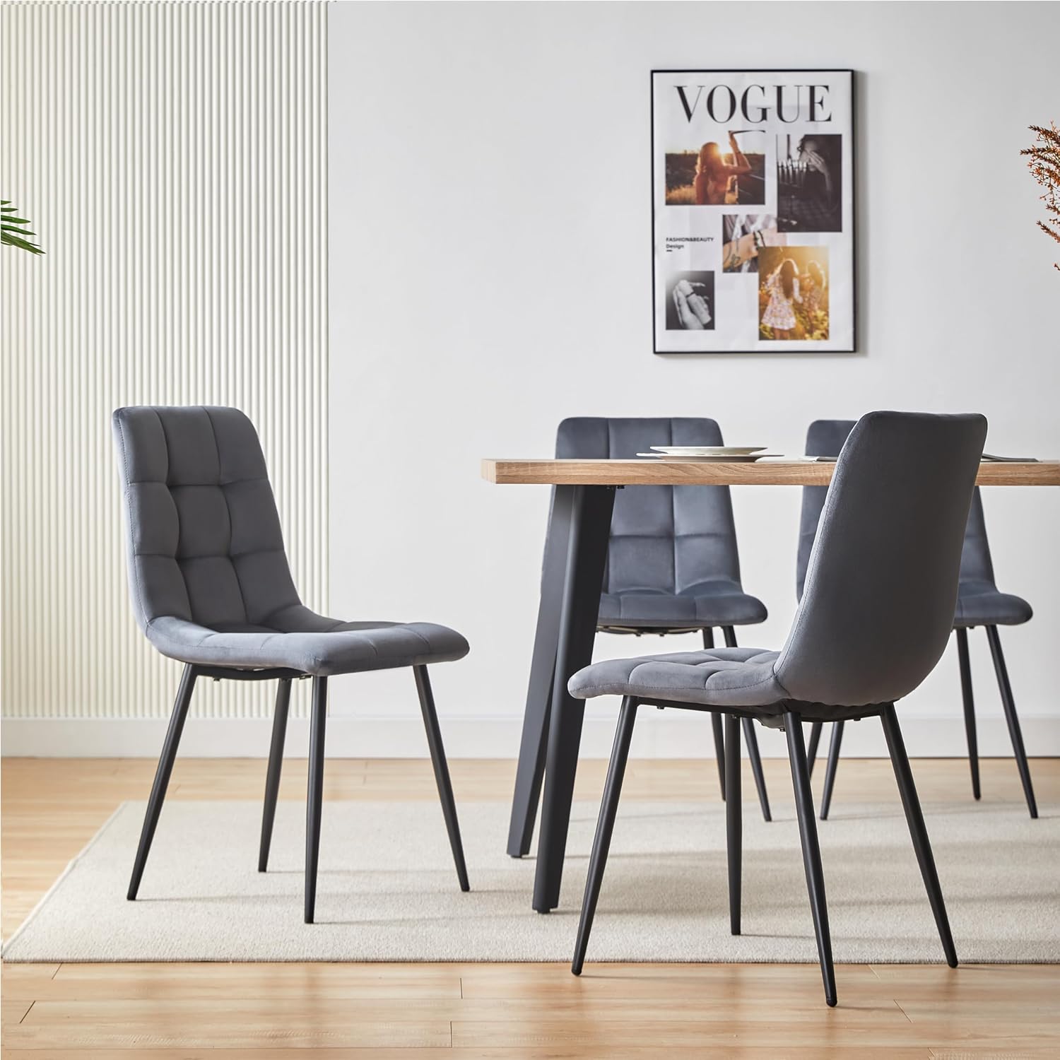 Esszimmerstühle Essstühle Samtbezug Polsterstuhl Esszimmer Stuhl Milano 4er-Set GRAU 521252