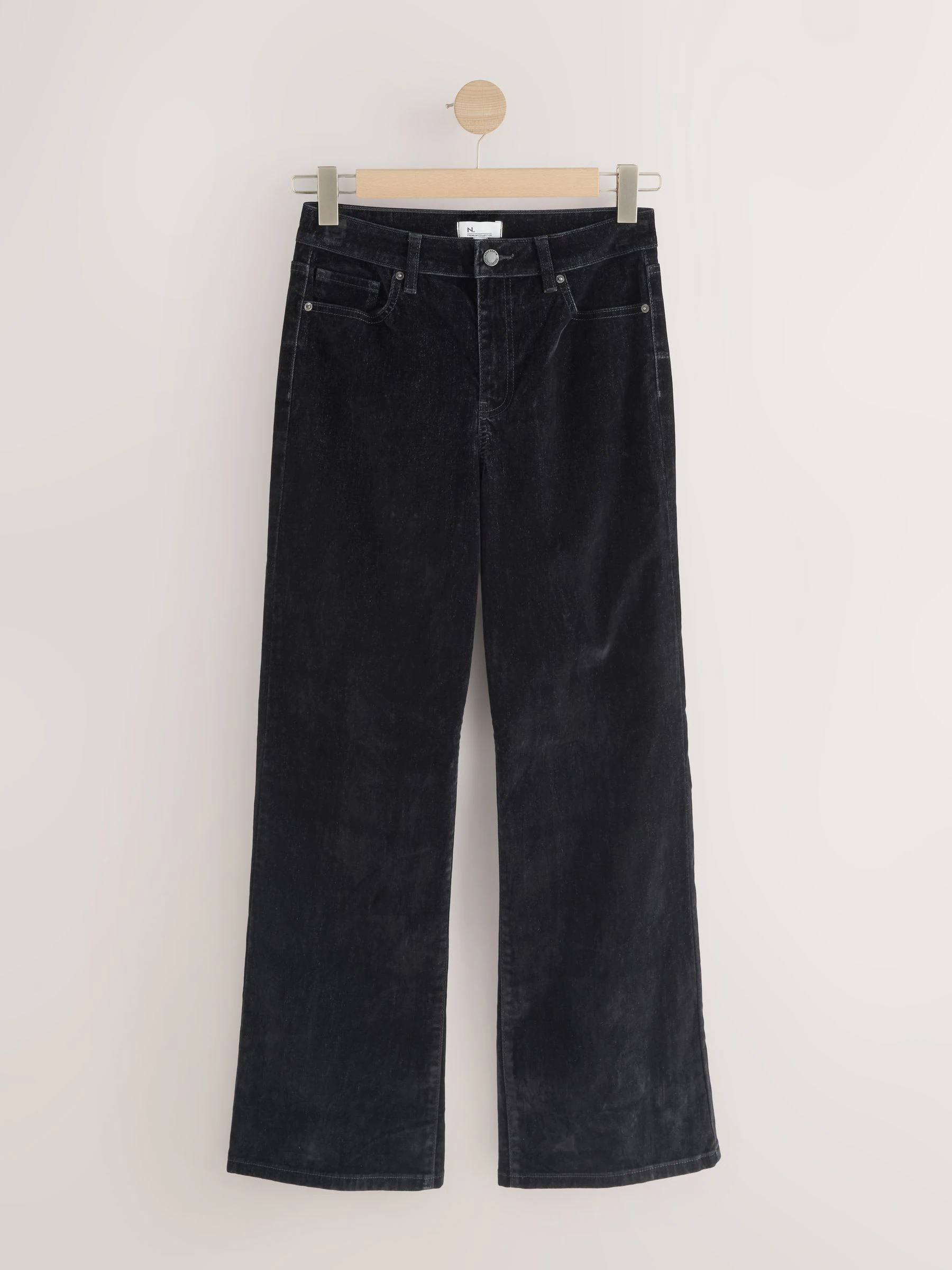 Zwart - Flocked N. Premium jeans met wijde pijpen