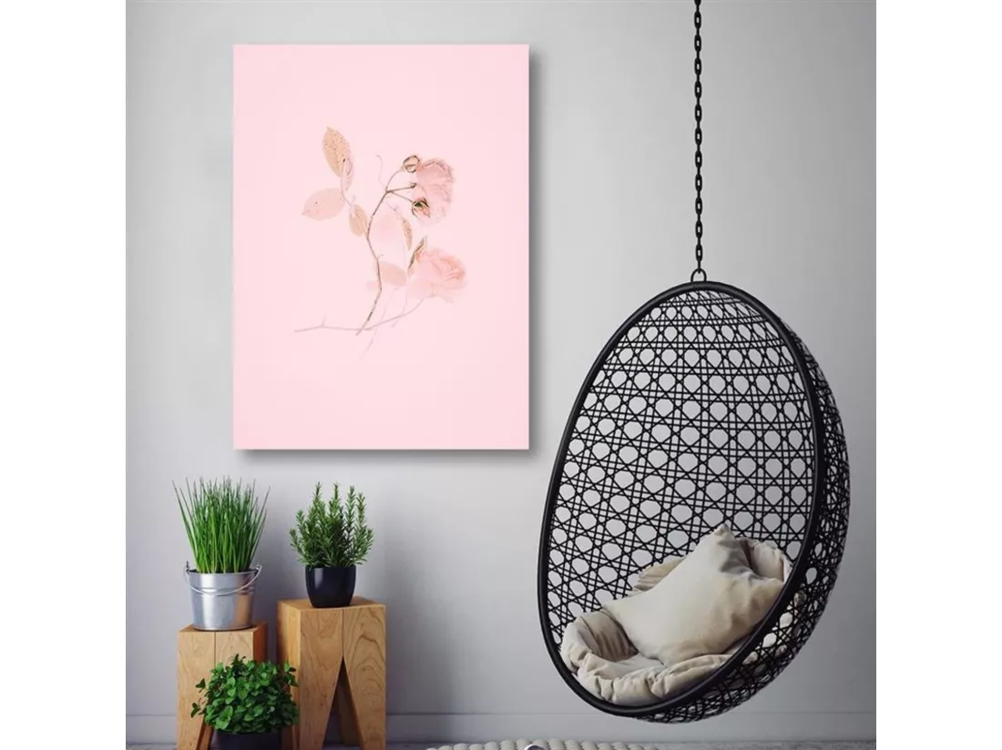 Tableau graphiques avec une plante rose - 20 x 30 cm