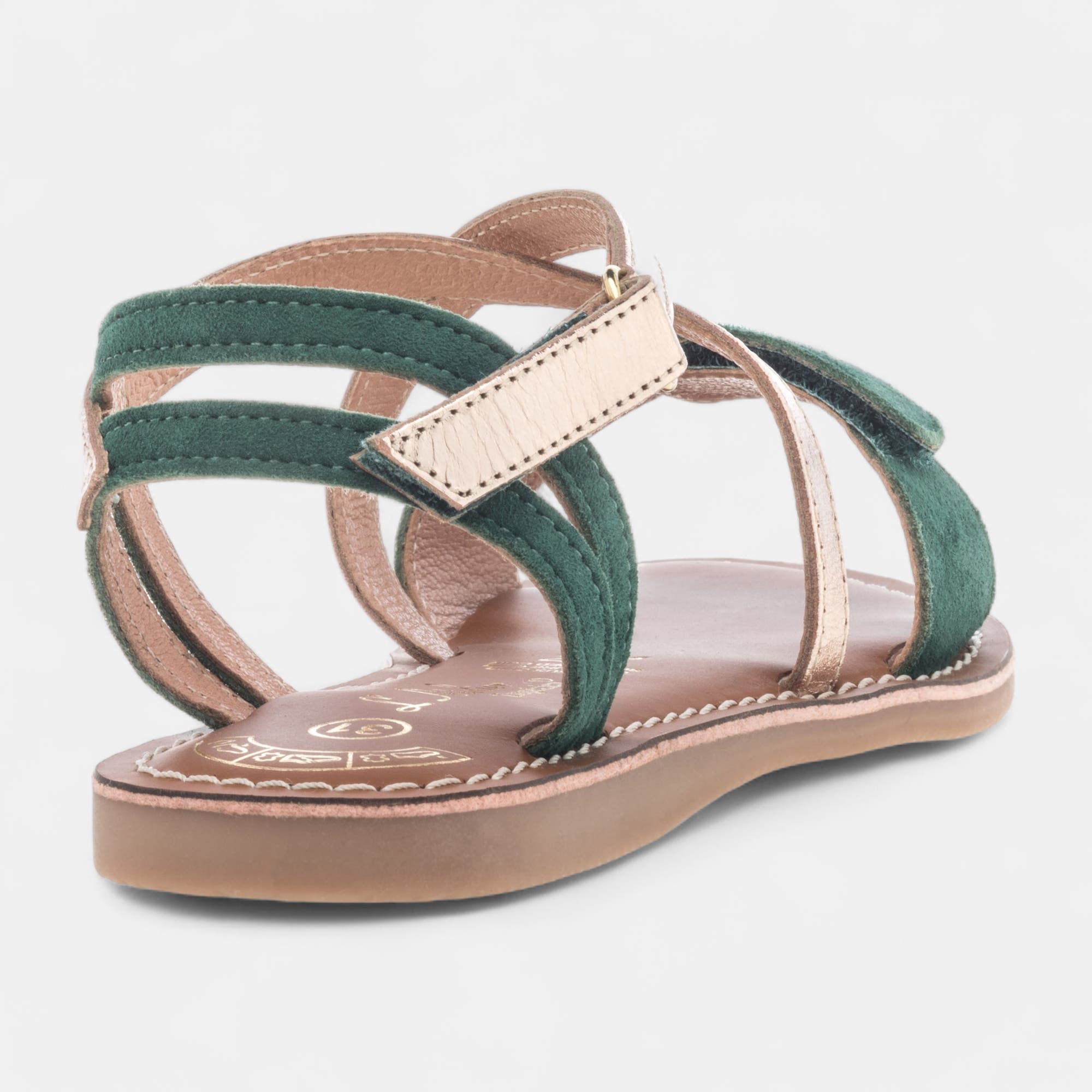 Nu-pieds Fille en cuir vert