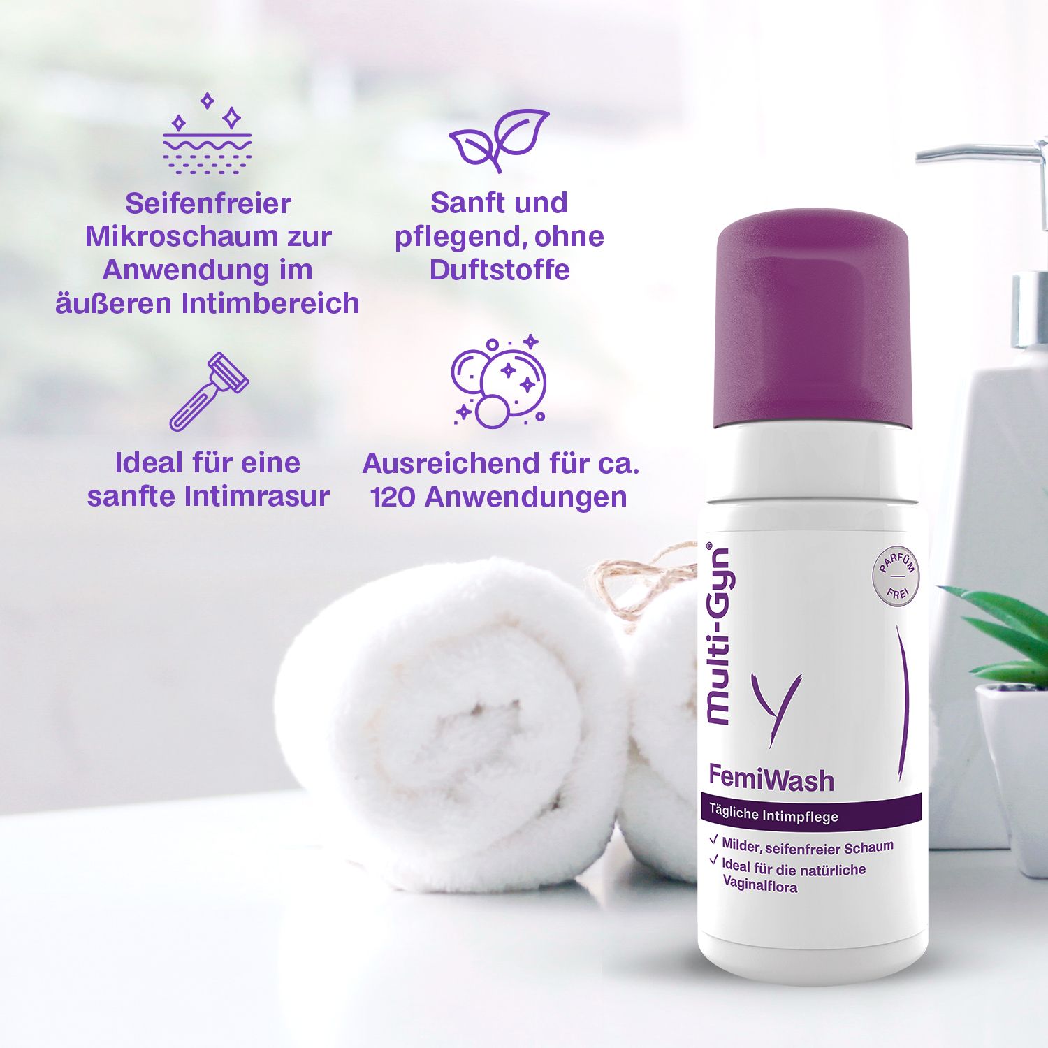 Multi-Gyn FemiWash – seifenfreier Mikroschaum zur Anwendung im äußeren Intimbereich