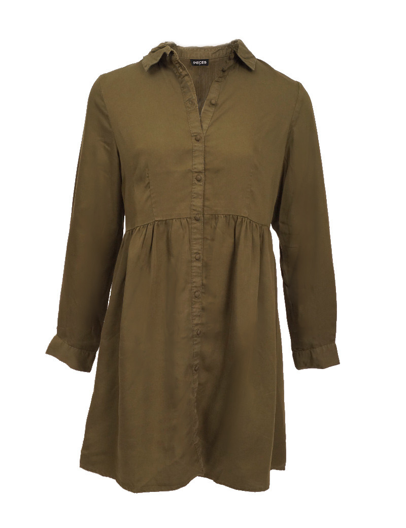 PIECES ROBE COL CHEMISE MAYA LYOCELL SEA TURTLE