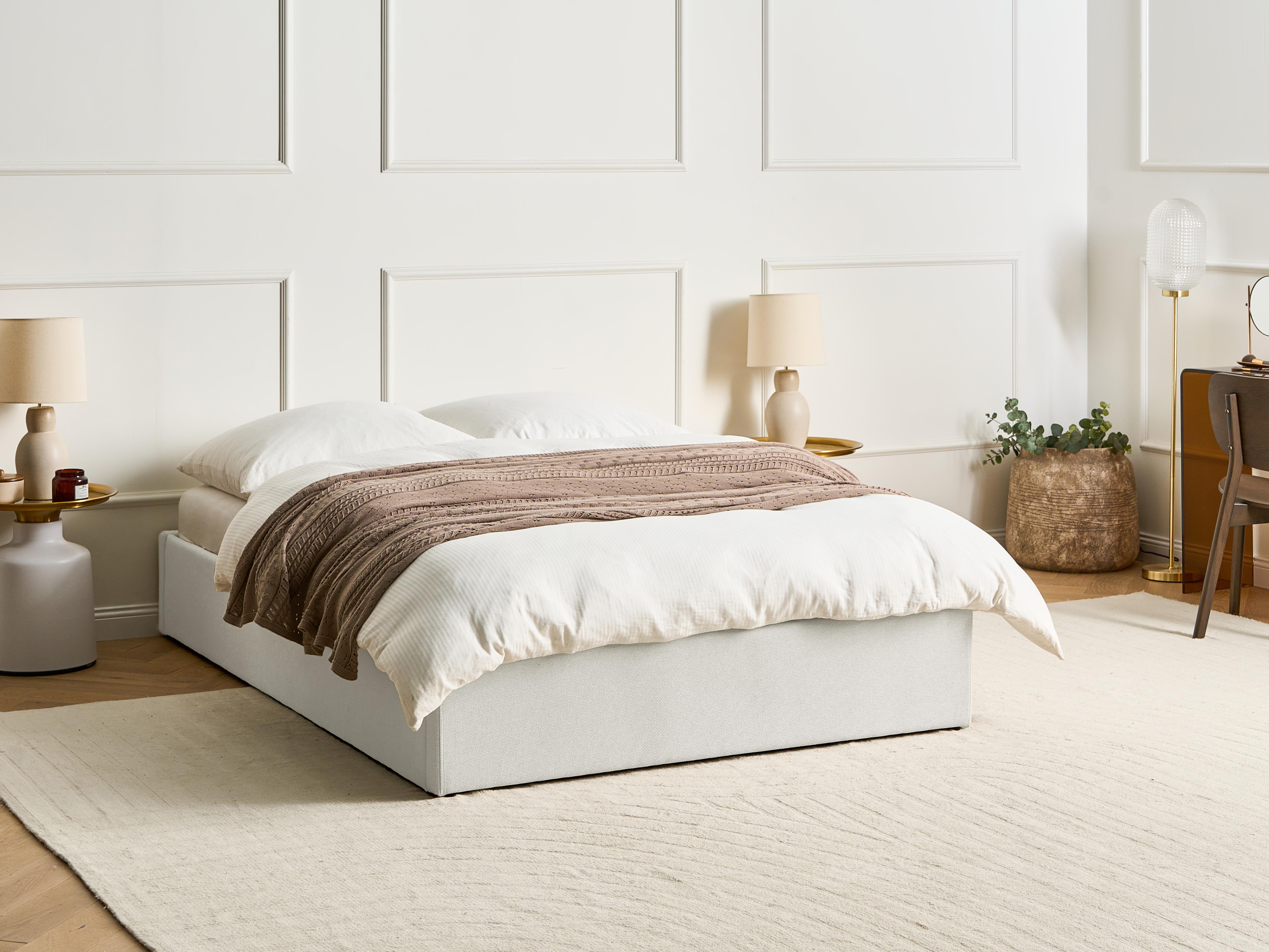 Opbergbed zonder hoofdbord Stof DINAN 140 x 200 cm Lichtbeige