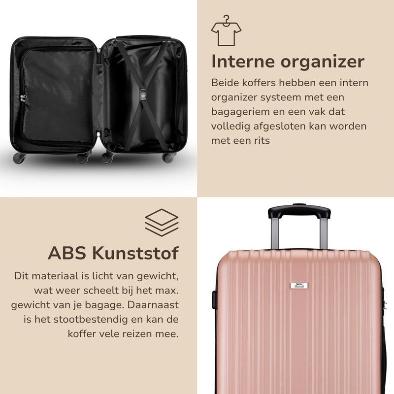 Slazenger Kofferset 2 Delig - Handbagage Trolley 26L en Ruimbagage Koffer 71L - Rosé