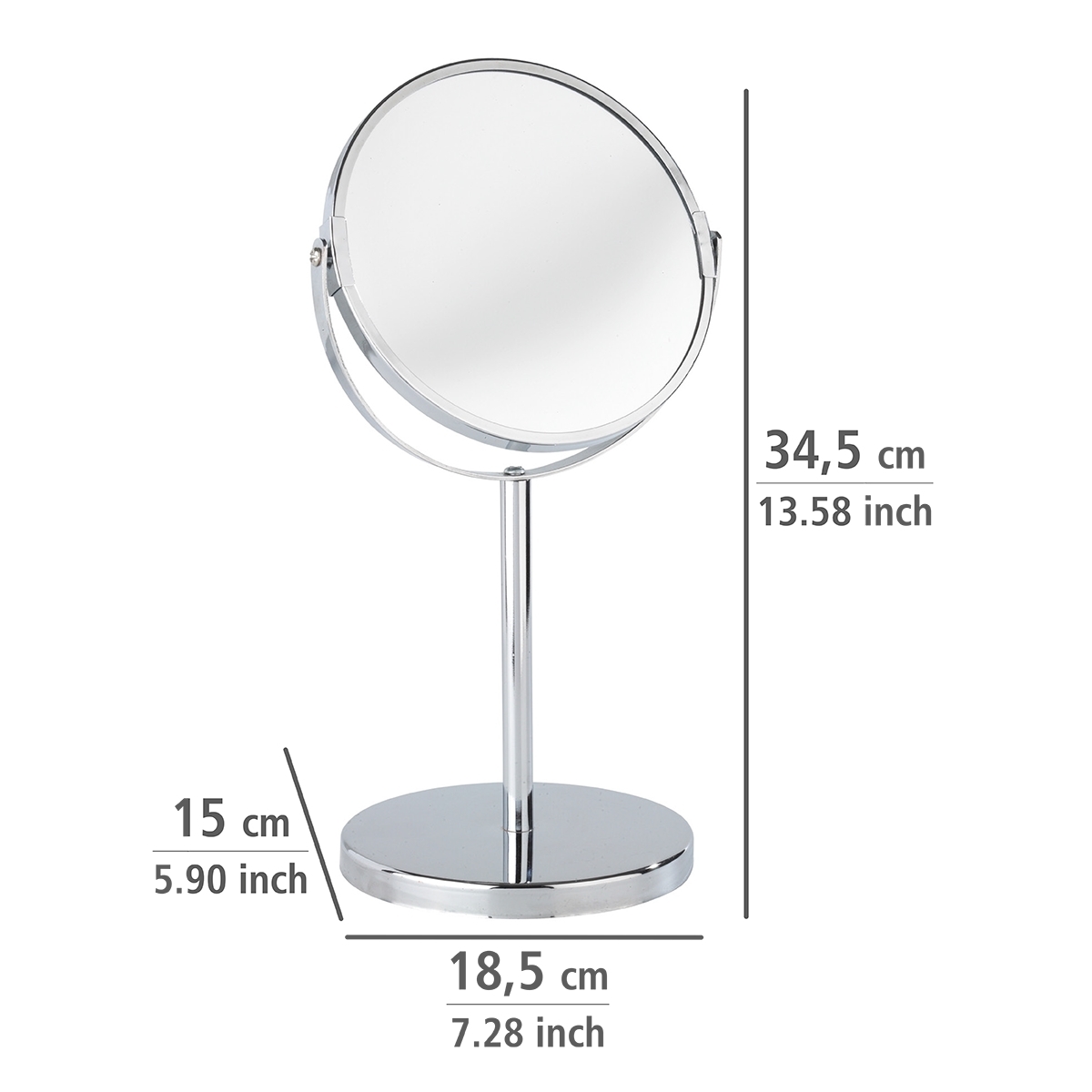 Wenko Assisi opmaakspiegel staand ø17cm chroom