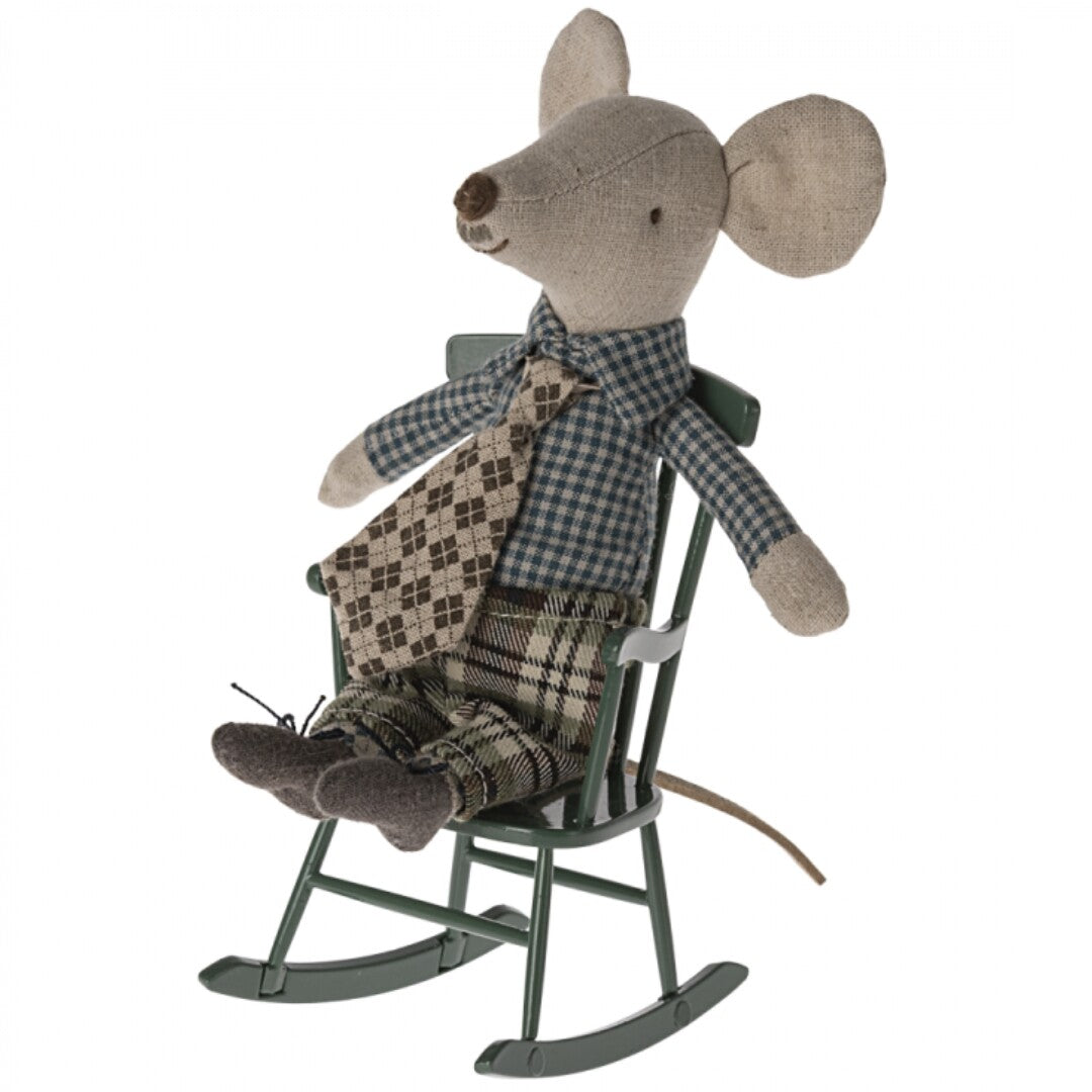 Maileg poppenhuis schommelstoel - dark green - 11 cm |ilovespeelgoed.nl