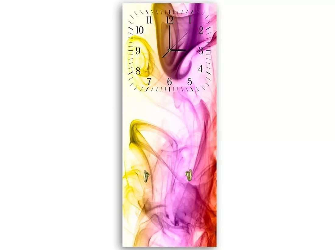 Horloge Murale Colorée avec Patères pour Fixation Facile - 40 x 118 cm