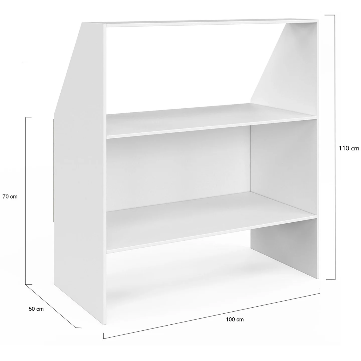 Ensemble étagère 2 niveaux, armoire 2 portes et armoire 1 porte + 1 niche sous pente TOMI blanc