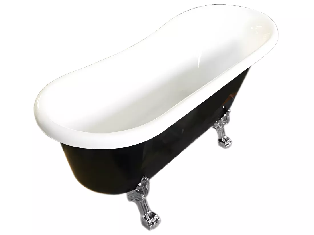 Baignoire ilôt retrò 170 x 80 cm noir avec pieds argent – Marigold Noir
