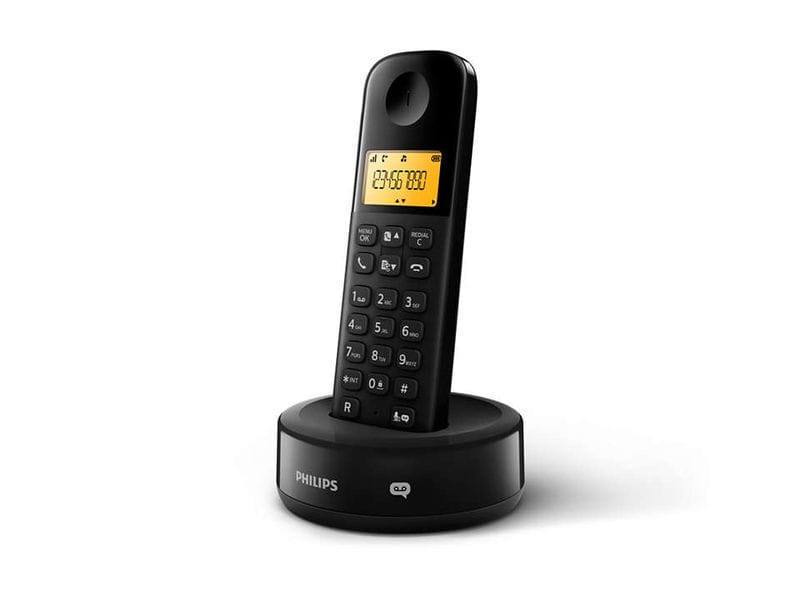 Philips Schnurlostelefon D1651B Schwarz Schnurlostelefon mit Anrufbeantworter