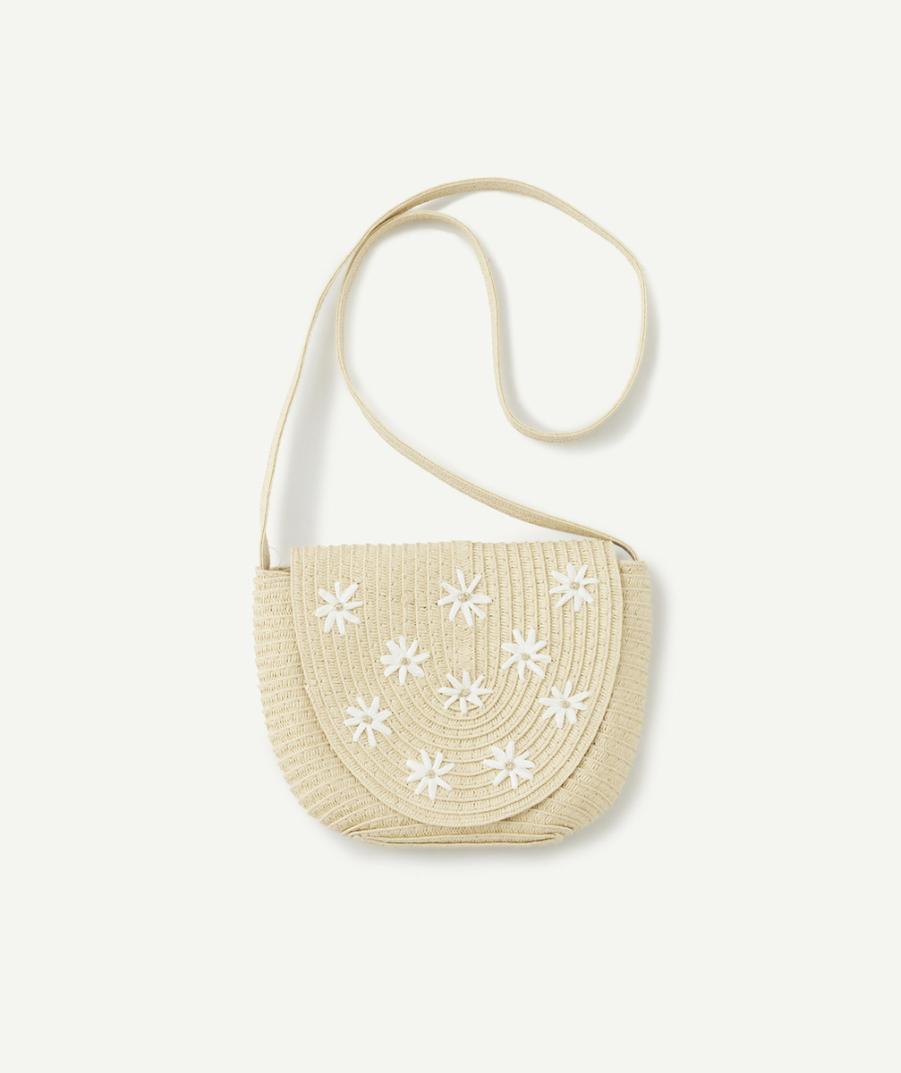 SAC TISSÉ EN PAILLE FILLE AVEC MOTIF FLEURS