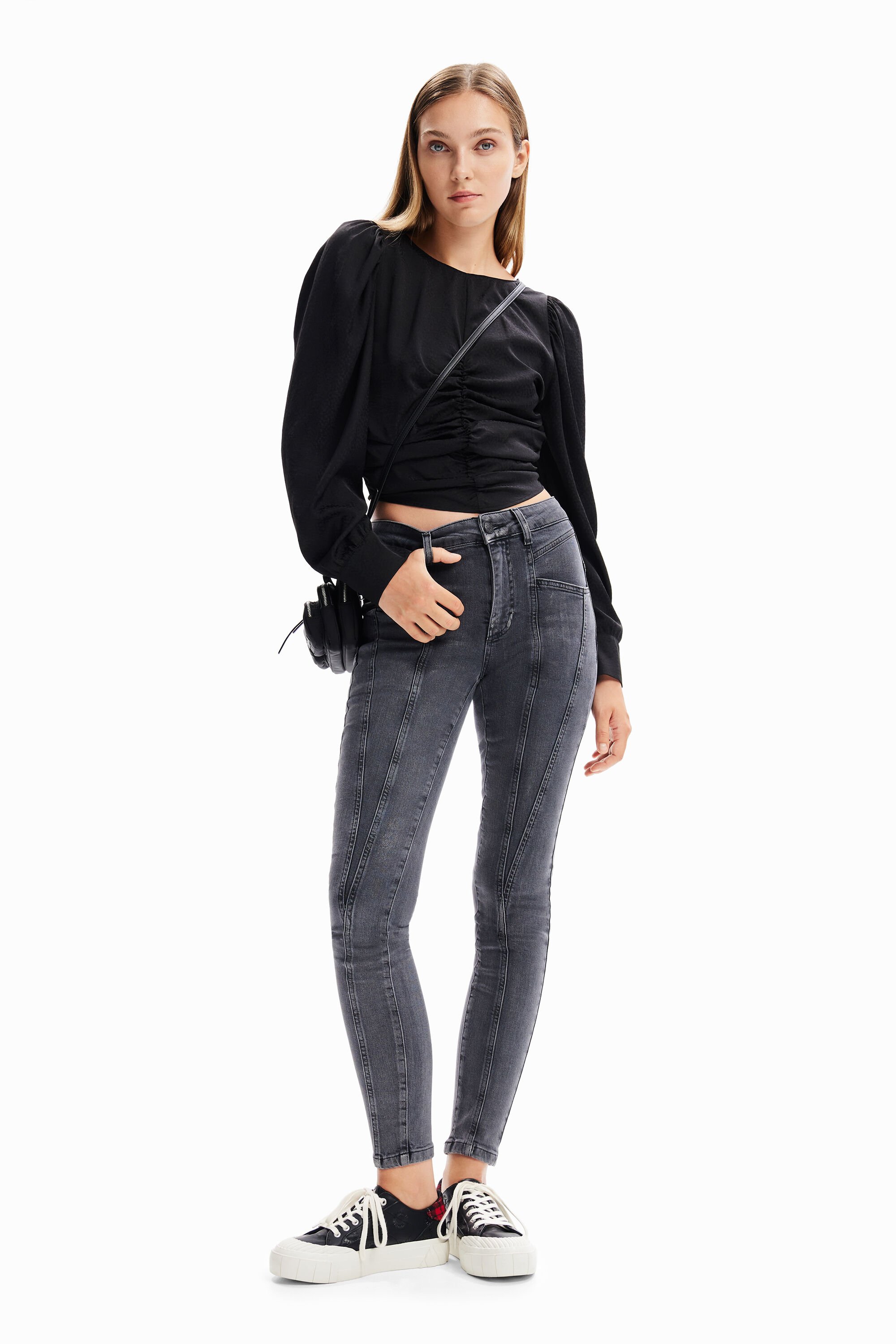 Blouse froncée jacquard