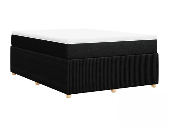 Sommier à lattes de lit avec matelas Noir 140x190 cm Tissu