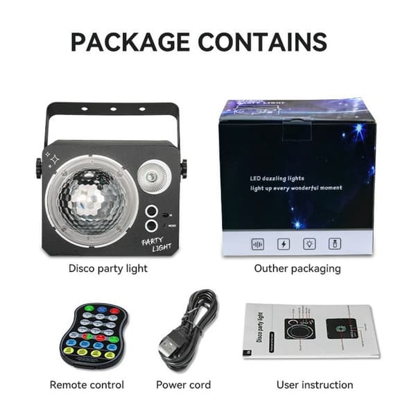 Roterende Magic Ball Laser Light RGB LED Strobe Lydaktivert projektorlampe