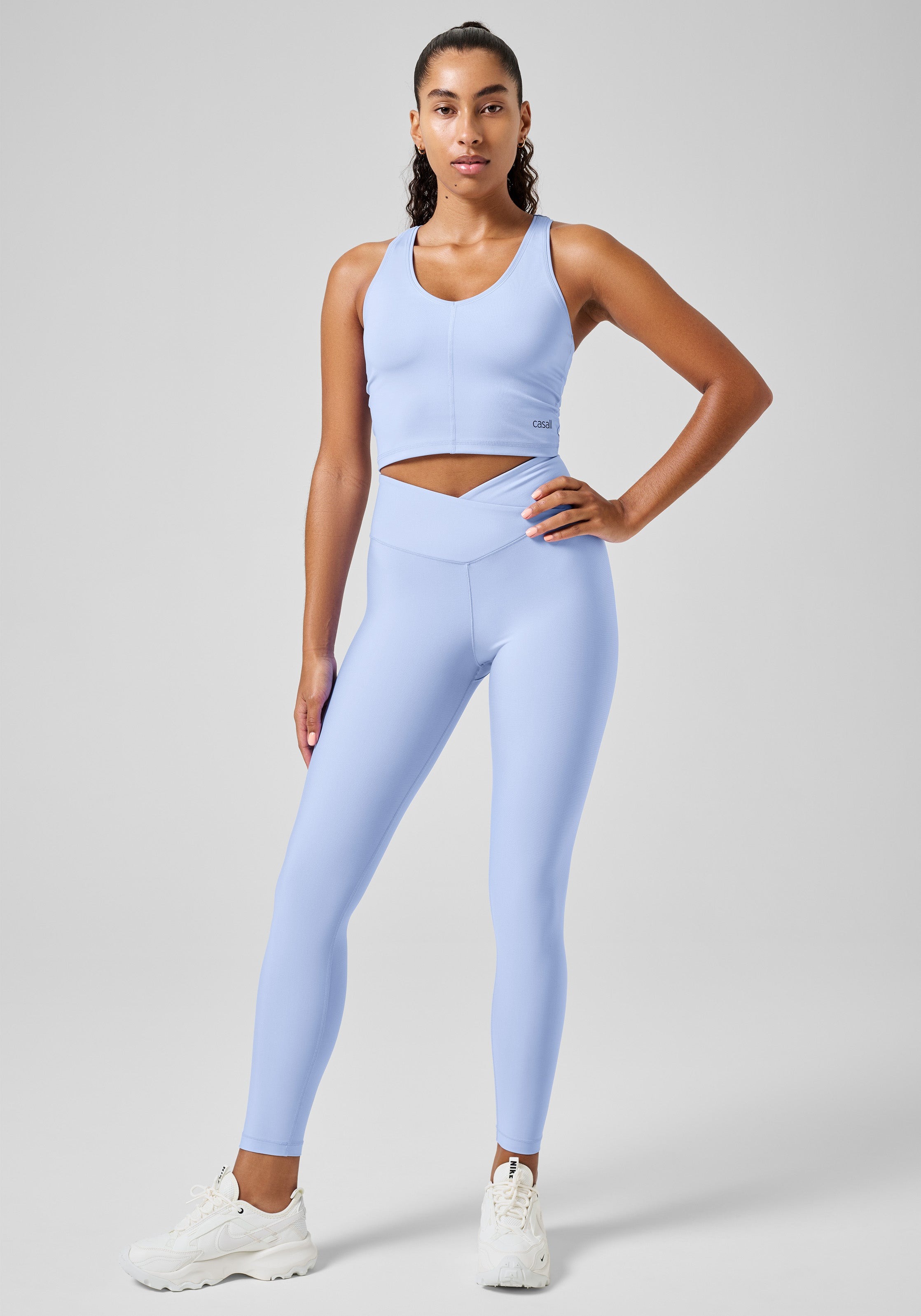 Overlap High Waist Tights Dame Breeze Blue