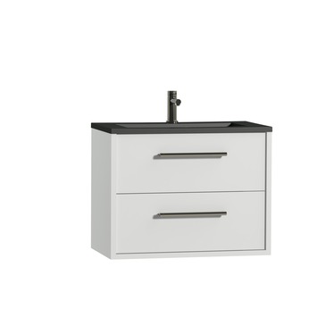Tiger Boston badkamermeubel 80 cm hoogglans wit met greep rvs en wastafel zwart