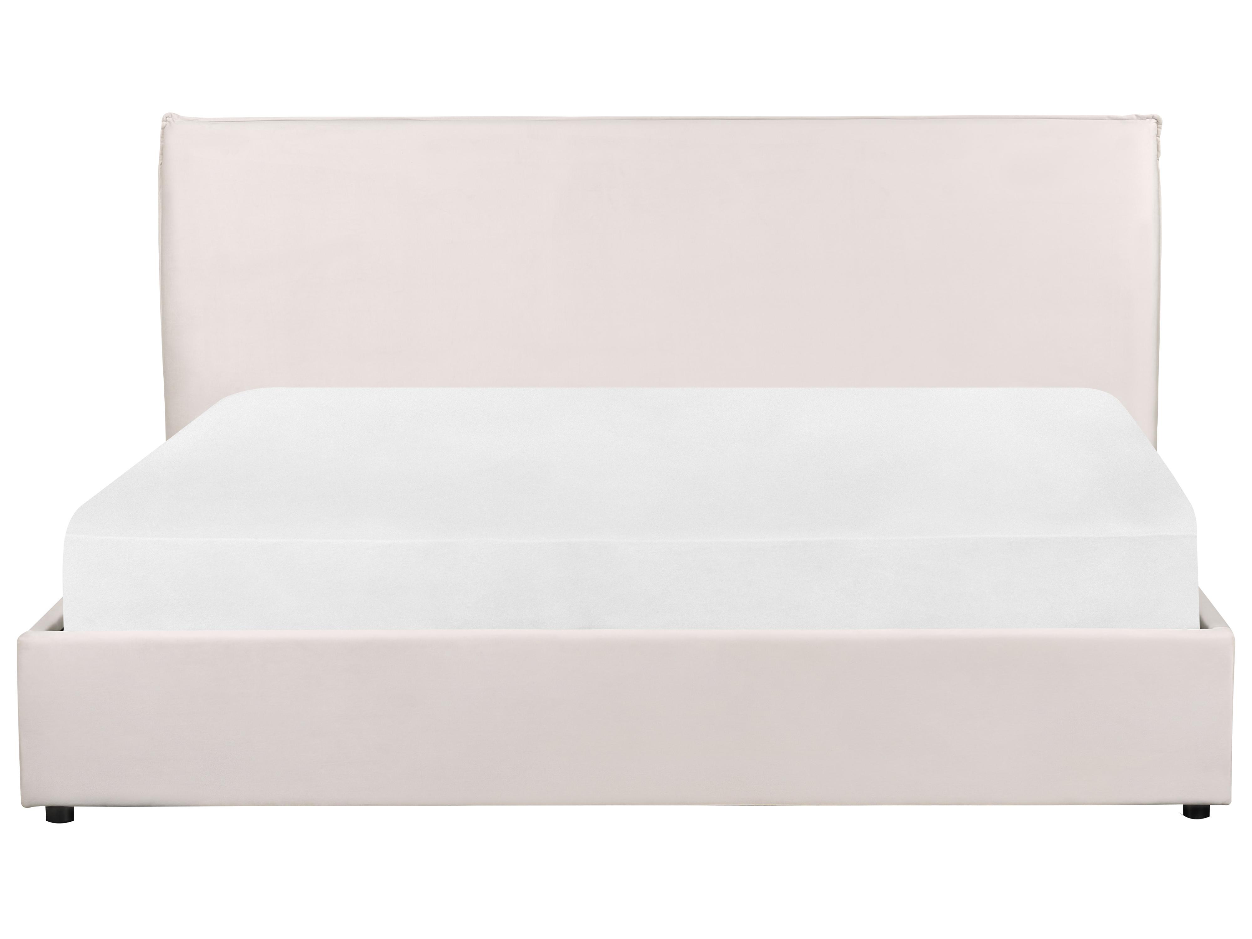 Bed met opbergruimte Fluweel LAVAUR 180 x 200 cm Gebroken wit