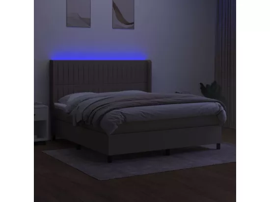 Sommier tapissier avec matelas et LED Taupe 180x200 cm Tissu