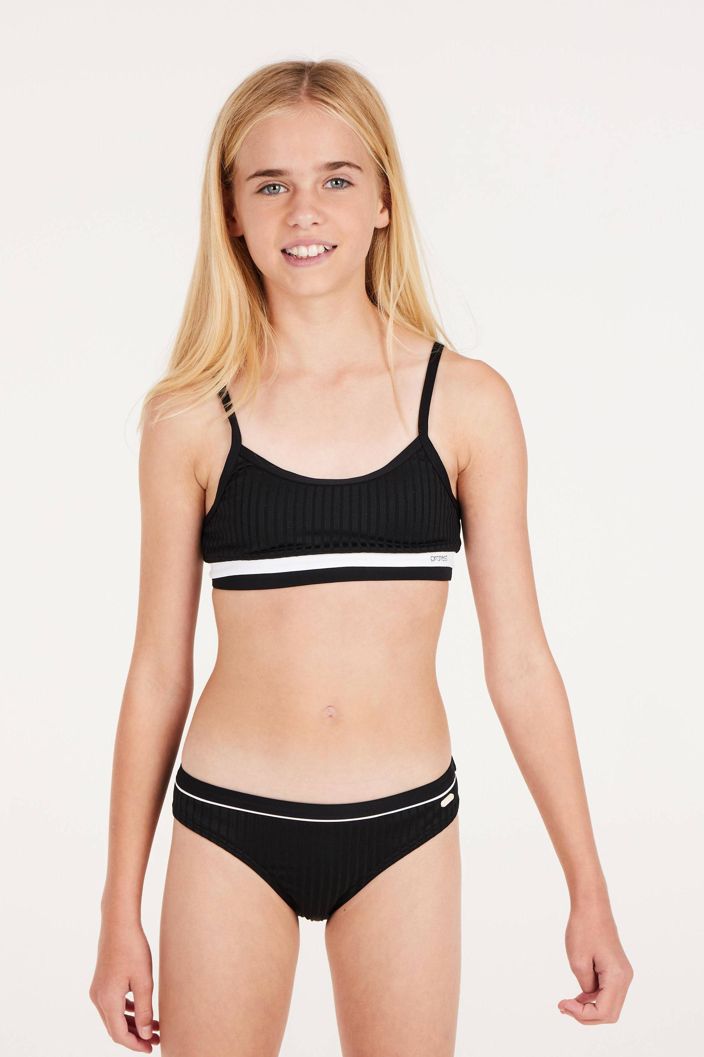 Protest crop bikini PRTROSY JR zwart/wit