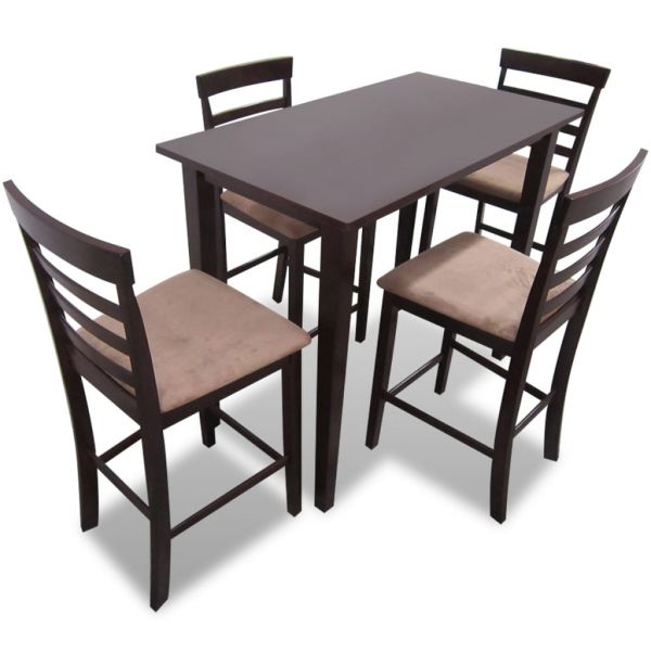Conjunto Mesa de Bar de Madeira e 4 Cadeiras, Castanho - 271833
