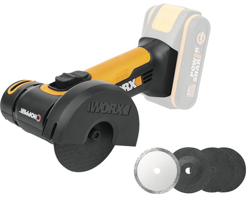 WORX CHOPPER 20V 76mm snoerloze mini haakse slijper WX801.9 + GRATIS bonusartikel: 20V accu WA3644 (4,0Ah)