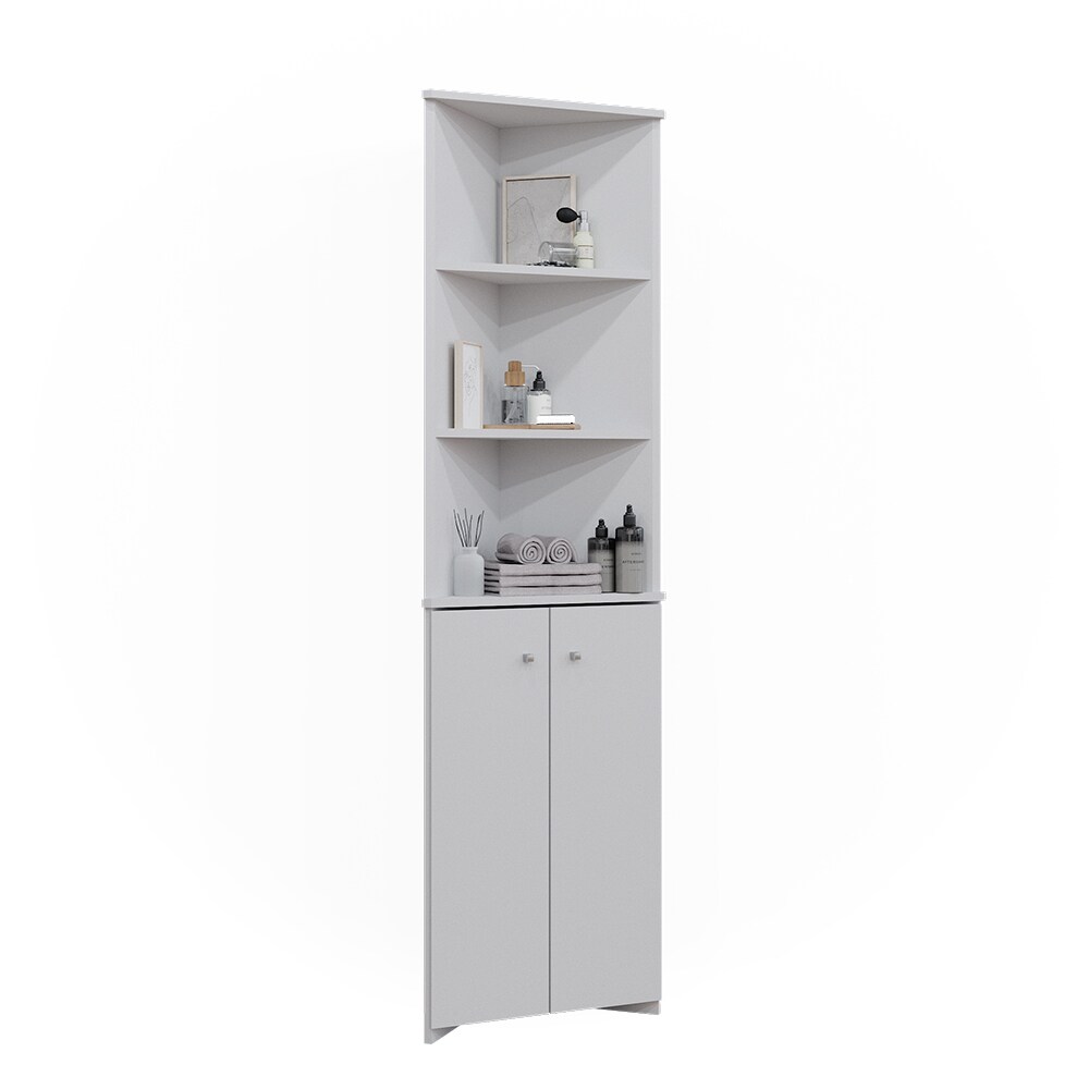Vicco Badschrank Fynn Weiß 36 x 175 cm Eckschrank 2 Türen