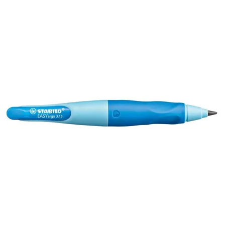 STABILO Ergonomischer Druck-Bleistift EASYergo, hellblau/dunkelblau, HB & Spitzer, Linkshänder