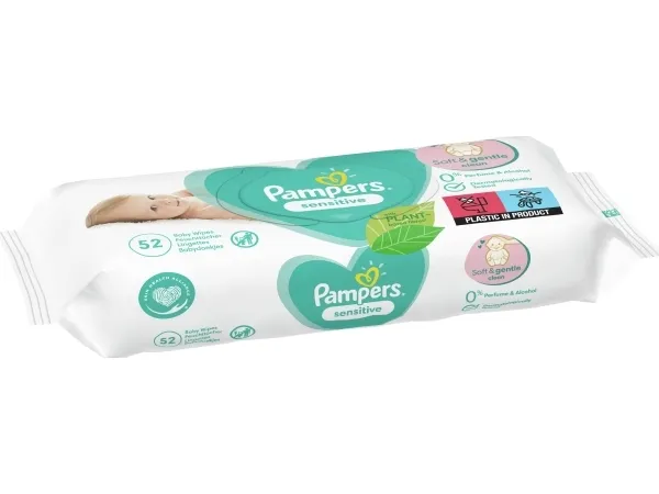 Pampers Sensitive Vådservietter til baby - Dermatologisk testet, Allergivenlig, Neutral pH, Parfumefri