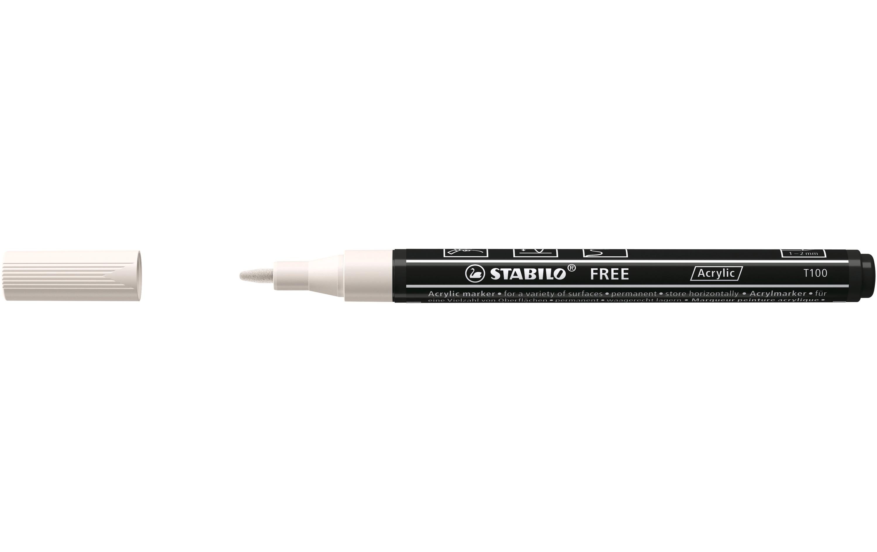 Acrylmarker Free Acrylic T100 WeissMarker mit pigmentierter, wasserbasierter Tinte